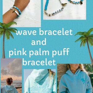 Wave Bracelet and Pink Palm Puff Bracelet